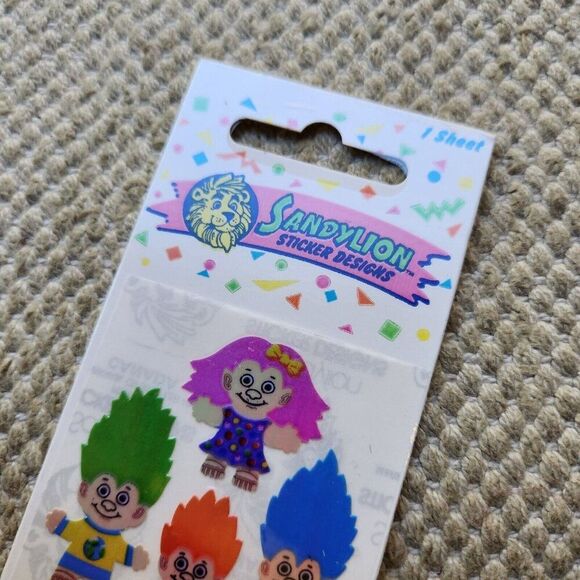 New Sandylion Stickers Vintage 1990 Y2K Mother Of Pearl MOP Trolls Sealed NOS - Picture 3 of 6